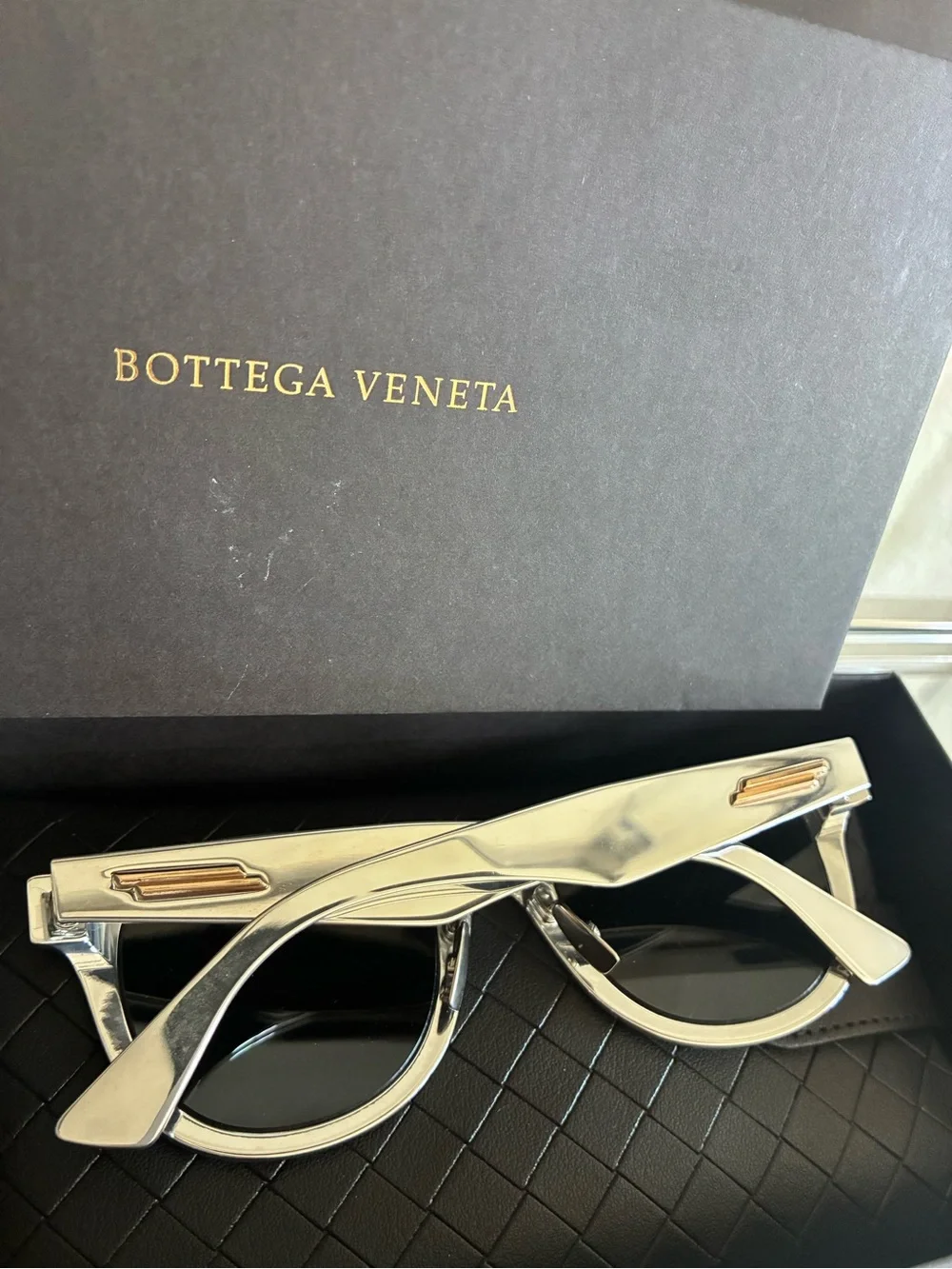 *NIB* Bottega Veneta Unisex Aluminium Silver Sunglasses